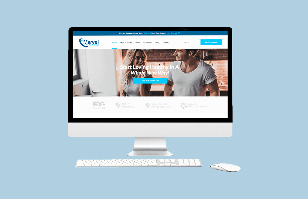 home page web design for marvel bay nutrition